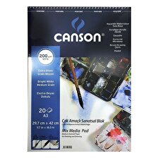 Canson Mix Media Spiralli Çizim Defteri 200g A3 20 Yaprak