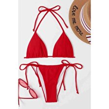 Angelsin Brezilya Model Bağlamalı Bikini Üst Kırmızı
