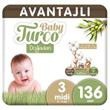 Baby Turco Doğadan 3 Numara Midi 136'lı Bebek Bezi
