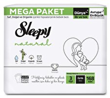 Sleepy Natural 3 Numara Mega Fırsat Paketi 168'li Bebek Bezi