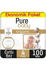 Pure Baby Organic 4 Numara Maxi 100'lü Cırtlı Bez
