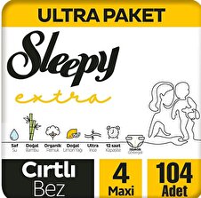 Sleepy Extra 4 Numara Maxi 104'lü Cırtlı Bez