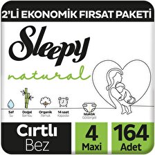 Sleepy Natural 4 Numara Maxi 164'lü Cırtlı Bez