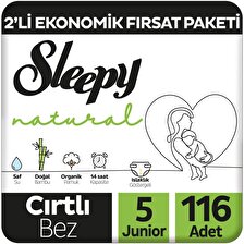 Sleepy Natural 5 Numara Junior 116'lı Cırtlı Bez