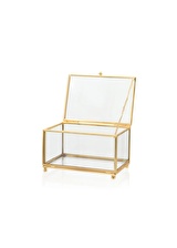 The Mia Brass Kapaklı Kutu 15x10x7 cm