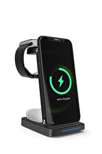 Woyax by Deji iPhone-Watch-Airpods ve Magsafe Uyumlu Katlanabilir 15W Hızlı Wireless Kablosuz Şarj Standı