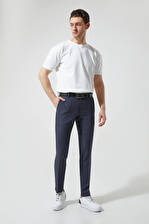 Twn Slim Fit Indigo Armürlü Kumas Pantolon 5EF03OTLT345M