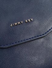 Jimmy Key Lacivert Kapaklı Dikdörtgen Şık El ve Omuz Çantası