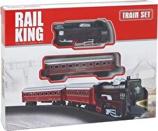 Rail King Oyuncak Tren Seti Pilli 12 Parça Raylı Vagonlu Kara Tren Oyuncak Tren
