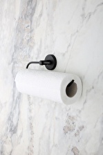 Lotus Mat Siyah Eko Solo Havlu Kağıdı Askısı Solo Havluluk İster Yapıştır İster Montajla