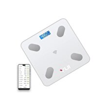 Yui TZC-001 Yağ Ölçer Çok Fonksiyonlu Akıllı Bluetooth Şarjlı Tartı - Beyaz