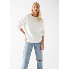 Mavi Bisiklet Yaka Beyaz Sweatshirt 1610198-70057
