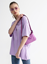 Aeropostale Bisiklet Yaka Baskılı Lila Kadın T-Shirt K-LILAC