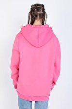 MARKAPIA WOMAN Kadın Büyük Beden Parlak Yazılı Kapüşonlu Sweatshirt Pembe