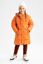 DeFacto Kız Çocuk Polar Astarlı Kapüşonlu Uzun Mont X6512A622AUOG349