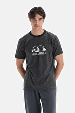 Kısa Kol Baskılı Antrasit T-Shirt
