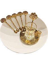 Ravi Jade Çiçekli Çay Kaşığı Set Gold 6'lı