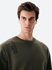 Sloganlı Yeşil Sweatshırt