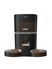 Wero 480P Ayarlanabilir Kamera, 6 Lt, WiFi Kontrol Kedi / Köpek Besleyici, Çift Paslanmaz Kase Siyah
