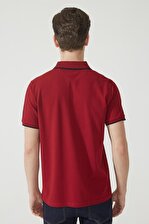 Bordo Polo Yaka Kısa Kollu Baskı Detaylı Erkek T-Shirt 15614-535