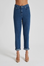 Gwen Koyu Mavi Normal Bel Beli Lastikli Regular Tapered Jean Pantolon C 4667-008