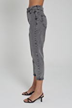 Ariana Orta Gri Yüksek Bel Mom Fit Paçası Katlı Jean Pantalon C 4525-026