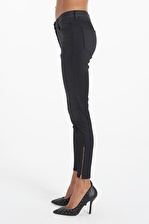 Naomi Siyah Kaplamalı Paçası Fermuarlı Normal Bel Skinny Fit Jean Pantolon C 4526-038