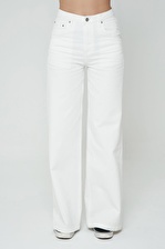 Weslie Beyaz Wide Leg Fit Patı Fermuarlı Pantolon Jean C 4530-034
