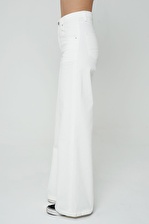 Weslie Beyaz Wide Leg Fit Patı Fermuarlı Pantolon Jean C 4530-034