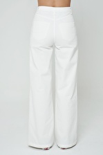 Weslie Beyaz Wide Leg Fit Patı Fermuarlı Pantolon Jean C 4530-034
