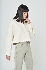 Ekru Loose Cropped Jean Gömlek C 4538-077