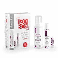 Dermoskin İzobox Tüm Ciltler için Temizleyici Yüz Temizleme Köpüğü 200 ml & Nemlendirici Bakım Kremi 50 ml+Lipstick 