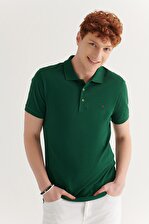 Avva Erkek Yeşil %100 Pamuk Serin Tutan Standart Fit Normal Kesim Polo Yaka T-Shirt E001004