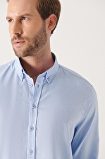 Avva Erkek Mavi Oxford %100 Pamuklu Standart Fit Normal Kesim Gömlek E002026
