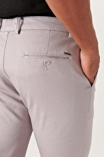 Avva Erkek Gri Yandan Cepli Armürlü Slim Fit Dar Kesim Esnek Chino Kanvas Pantolon E003008