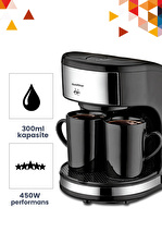 Goldstar Paslanmaz Çelik Yıkanabilir Filtreli Çift Kupalı Filtre Kahve Makinesi ST7314