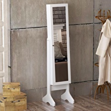 Cemre Home Aynalı Takı Aksesuar Dolabı Beyaz EğriAyak