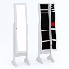 Cemre Home Aynalı Takı Aksesuar Dolabı Beyaz EğriAyak
