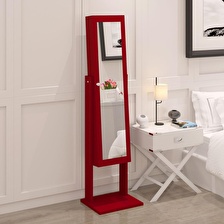 CemreHome Aynalı TakıAksesuar Dolabı Kırmızı