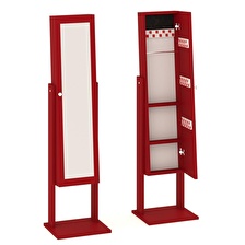 CemreHome Aynalı TakıAksesuar Dolabı Kırmızı