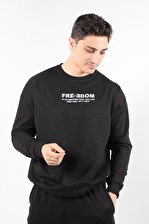 21028 Free Dom Bask. Oversize 2 İp Bisiklet Yaka Sweat 103EYK02040