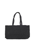 Siyah Nina Renkli Çizgili Rafya Çanta 47x27x13cm | Std