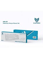 Blueforce KM-01 Wireless Kablosuz 1600 DPI Klavye Mouse Set Türkçe Beyaz Q