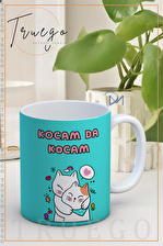 Baskılı Kupa Bardak Seramik Mug Yeşil - Kocam da Kocam