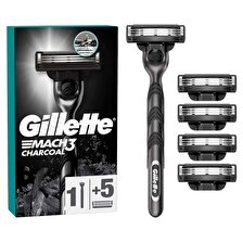 Gillette Mach3 Charcoal Tıraş Makinesi ve Yedek Tıraş Bıçağı 5'li