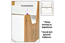 Minera Turna Ahşap 0-4 Yaş Çocuk Çok Amaçlı Montessori Oyuncak Toplama ve Kitaplık Ünitesi