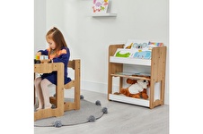 Minera Martı Ahşap 4-6 Yaş Çocuk Çok Amaçlı Montessori Oyuncak Toplama ve Kitaplık Ünitesi