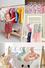 Sweet 12 Adet Pembe Bebek Elbise Askısı Fiyonklu Kelebek Bebek Çocuk Kıyafet Askısı