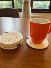 Dekoratif Salyangoz Jüt ve Kordon İp Hasır Dokuma Ekru Bardak Fincan Altlığı 6lı 12x12cm
