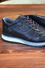Hakiki Deri Ayakkabı  1. Sınıf Kalite İç Dış Deri Erkek Sneaker Ayakkabı Termo Siyah